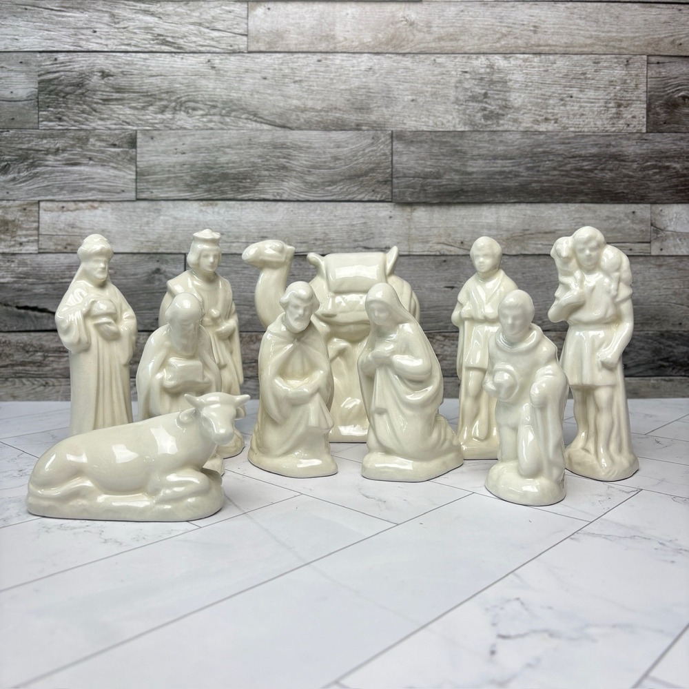 VTG Porcelain Nativity Scene 10 pc 6" Figurines Set w/o Baby Jesus